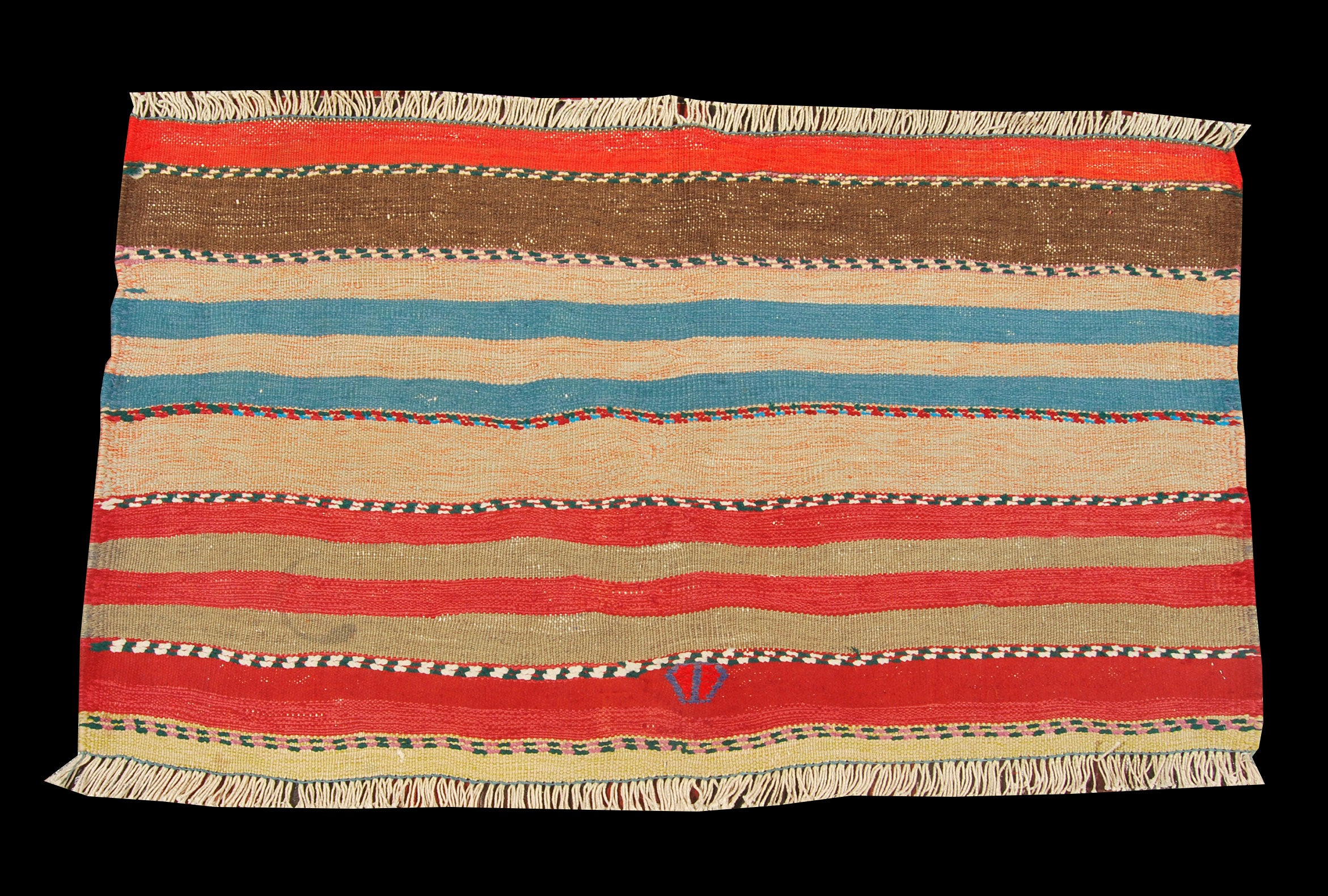 Oryginalny ręcznie tkany kilim/dywan z certyfikatem autentyczności 110x62cm GALLERIAFARAH1970