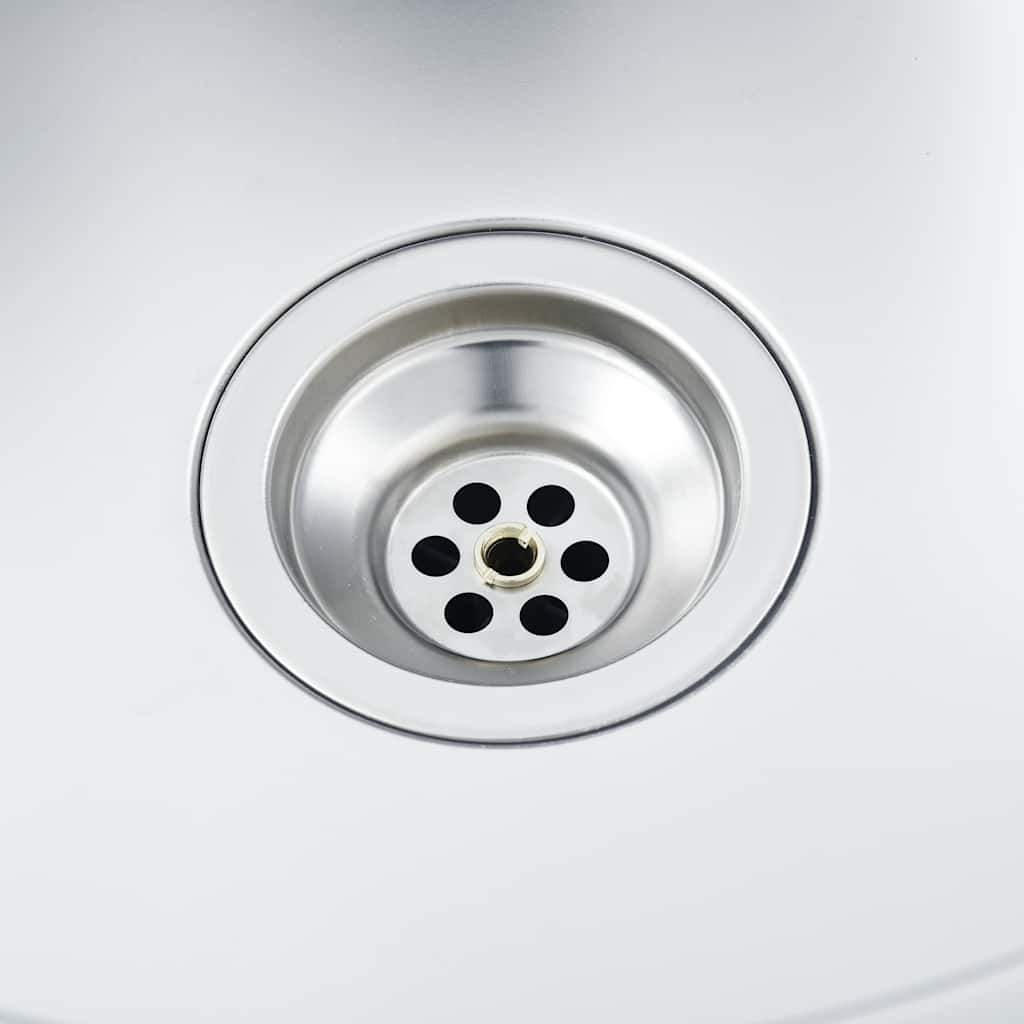 Évier de cuisine avec égouttoir argenté 800 x 500 x 155 mm en inox - 8