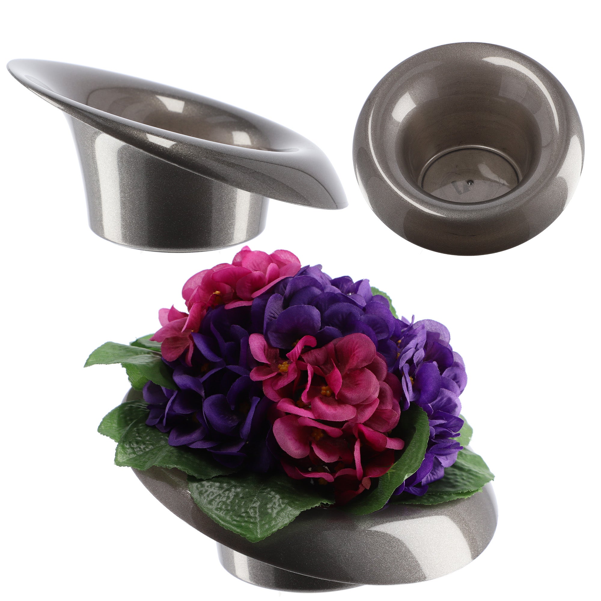 DONICZKA OSŁONKA DO KOMPOZYCJI KOMPOZYCJE STROIK BAZA IKEBANA GRAFITOWA 9cm