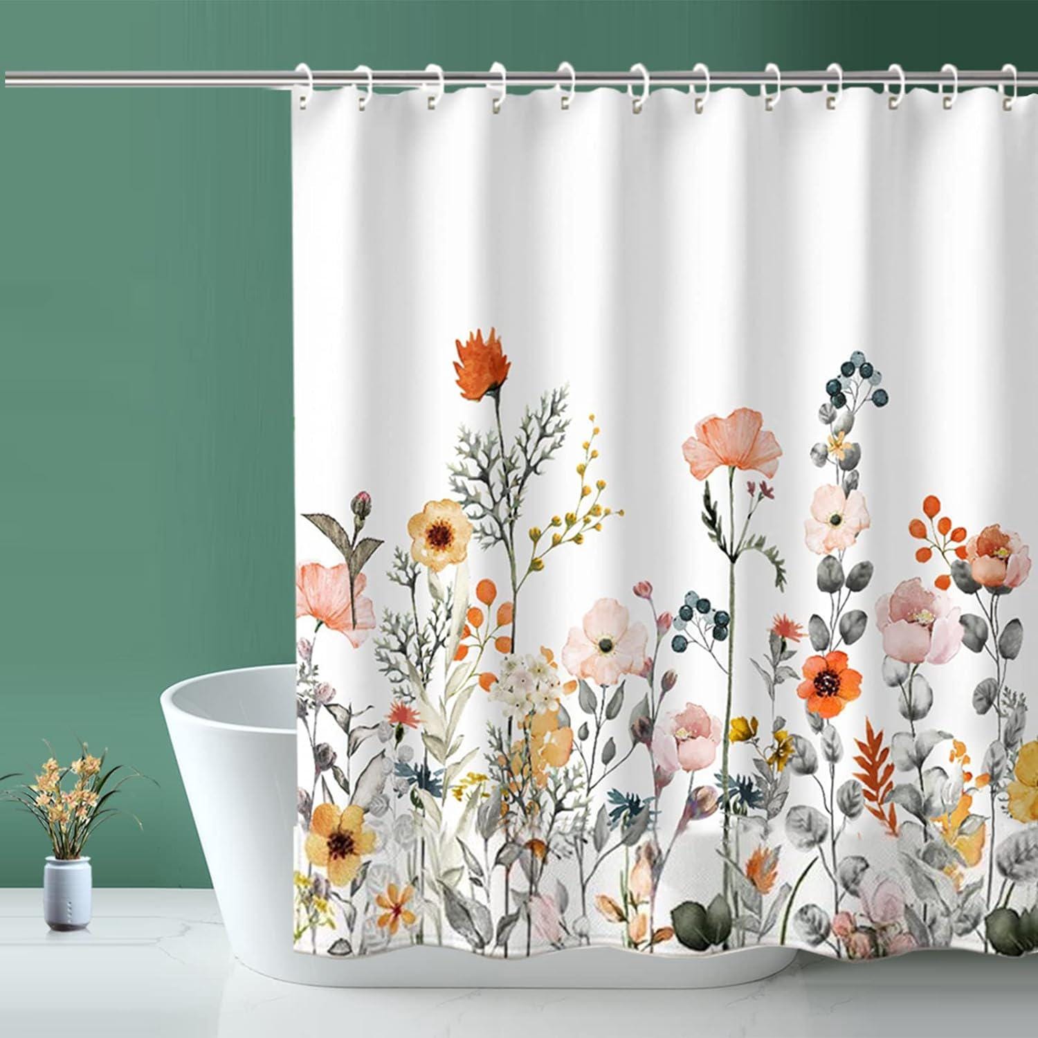 Tenda da doccia con fiori e farfalle, tenda da bagno colorata Tenda da doccia con fiori e farfalle, tenda da bagno colorata