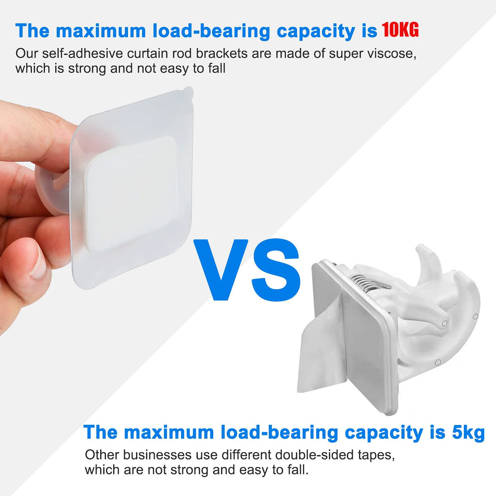 Lot de 4 supports de tringle à rideaux auto-adhésifs, sans perçage, fixation murale pour tringle à rideau, crochet pour porte-serviettes (blanc) - 2