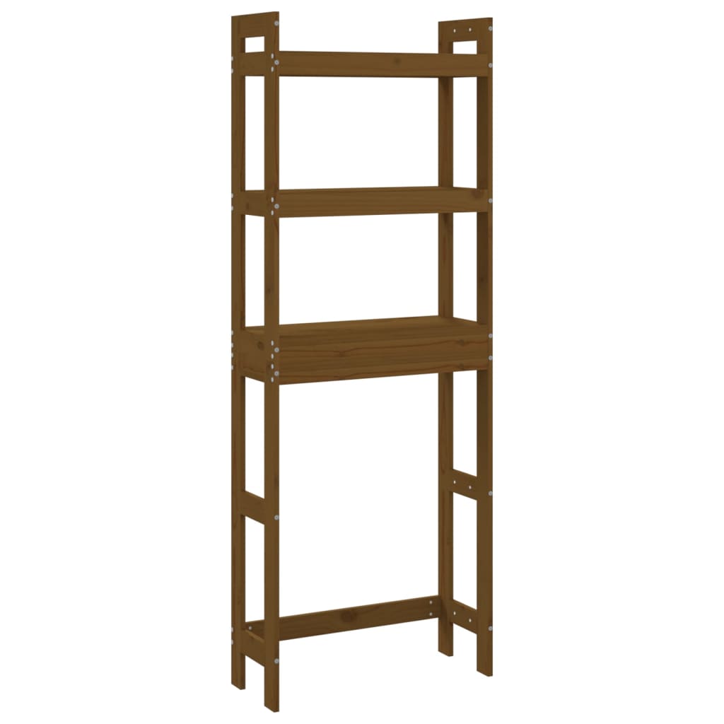 Estantería de baño 63 x 26 x 171 cm de madera maciza de pino marrón miel 02_0005516