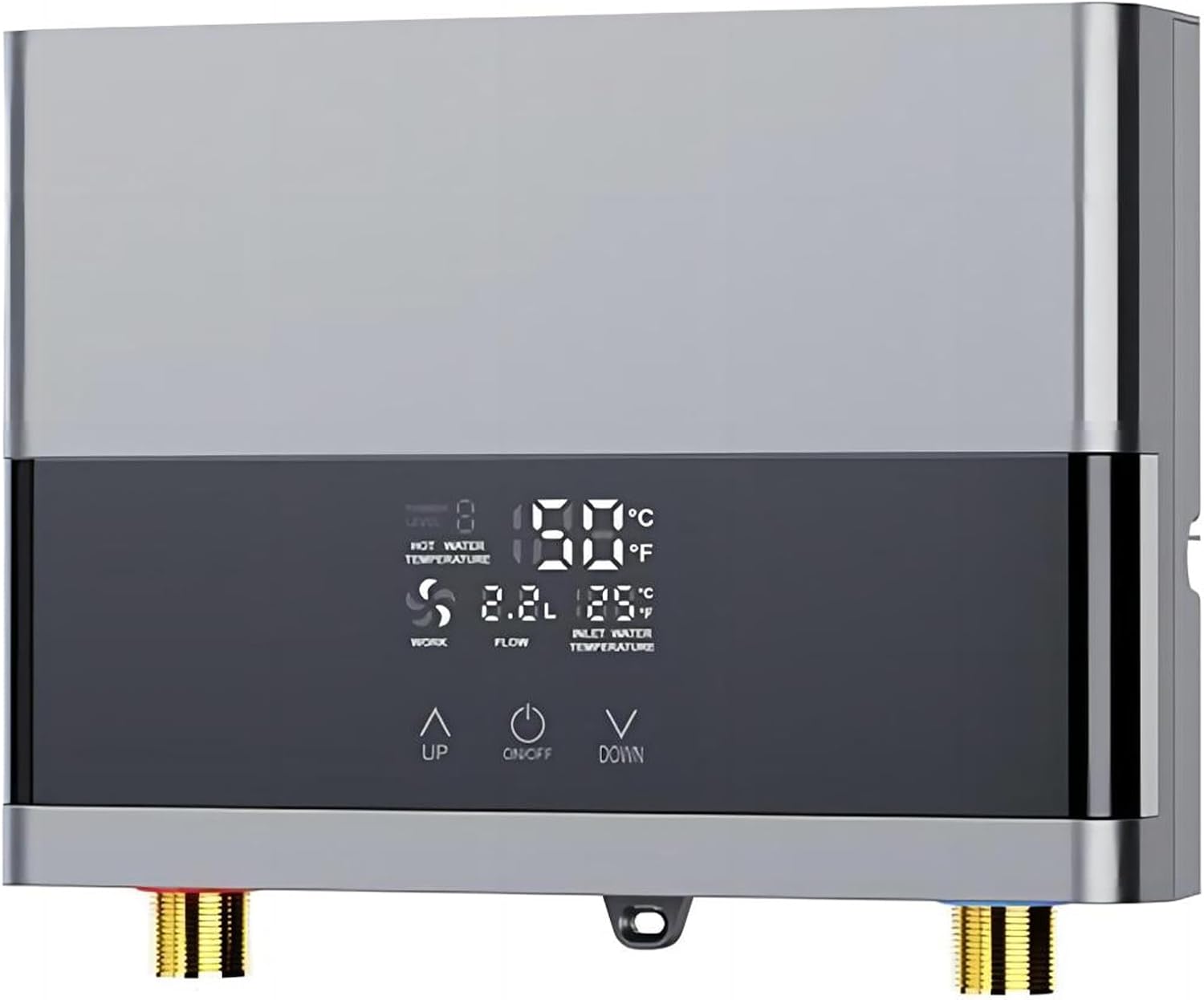 Podgrzewacz wody bez zbiornika o mocy 6000 W, mały podgrzewacz wody do prysznica, zlewu kuchennego, łazienki, srebrny.