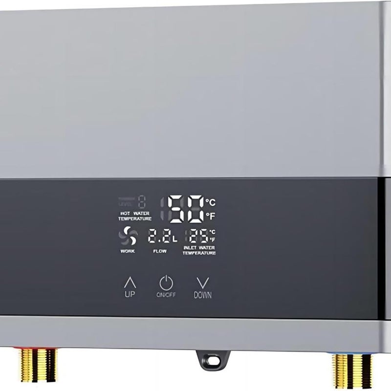 Podgrzewacz wody bez zbiornika o mocy 6000 W, mały podgrzewacz wody do prysznica, zlewu kuchennego, łazienki, srebrny.