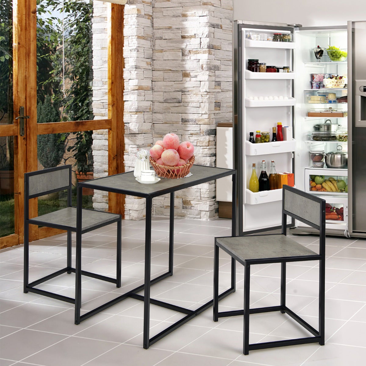 Ensemble table compacte et 2 chaises en métal pour petits espaces ...