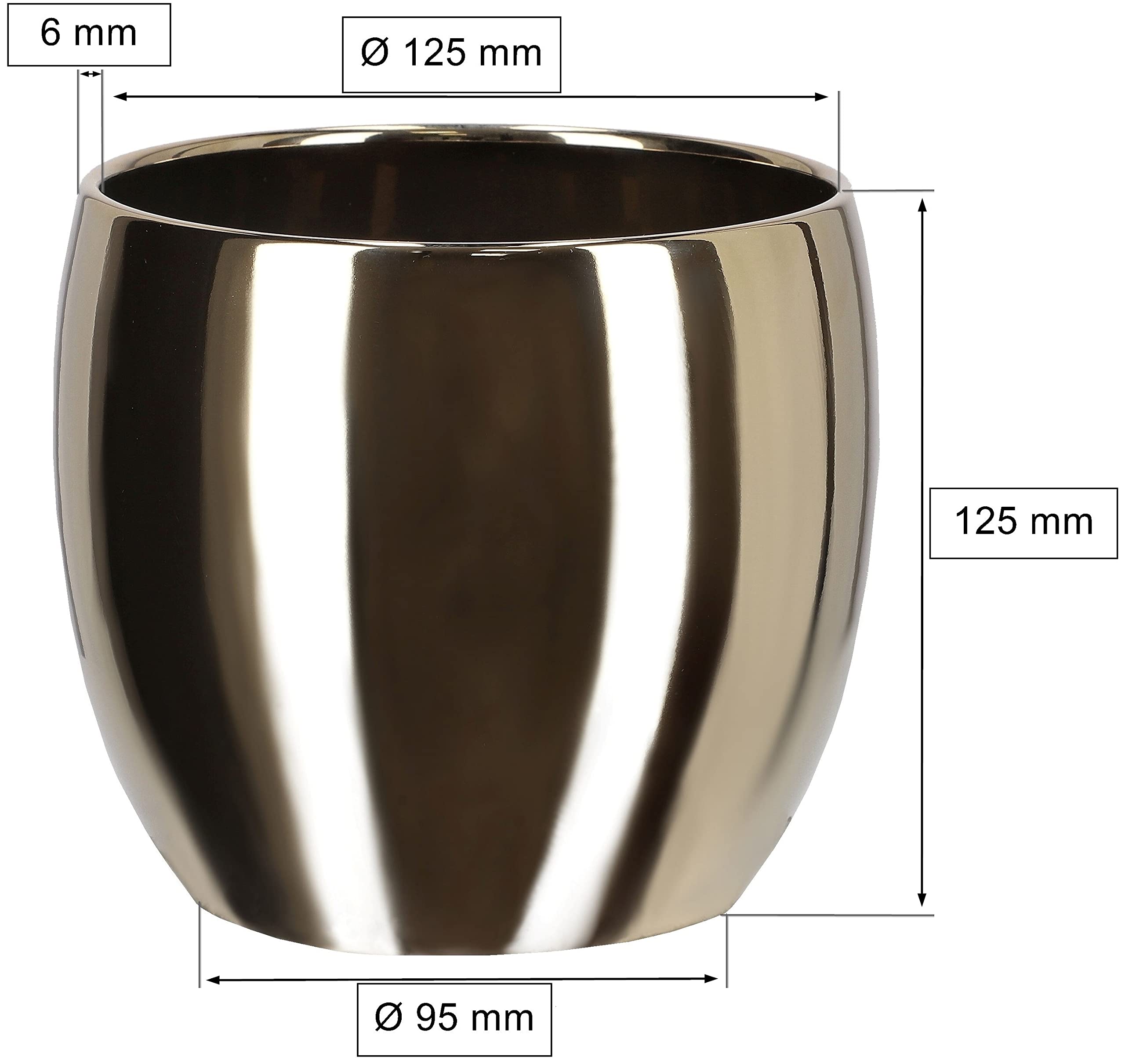 Zestaw 2x donica doniczka osłonka 12,5 cm złota ceramika szkliwiona glamour - KOTARBAU - 2