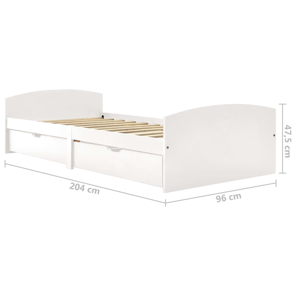 Cadre de lit avec 2 tiroirs sans matelas blanc 90 x 200 cm - 7