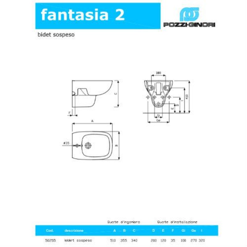 Sanitari bagno Geberit Fantasia 2 sospesa rimfree > vaso sedile e bidet - 4