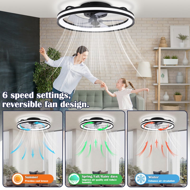 Ventilateur de plafond avec éclairage LED et télécommande lampe plafonnier dimmable avec ventilateur - 5