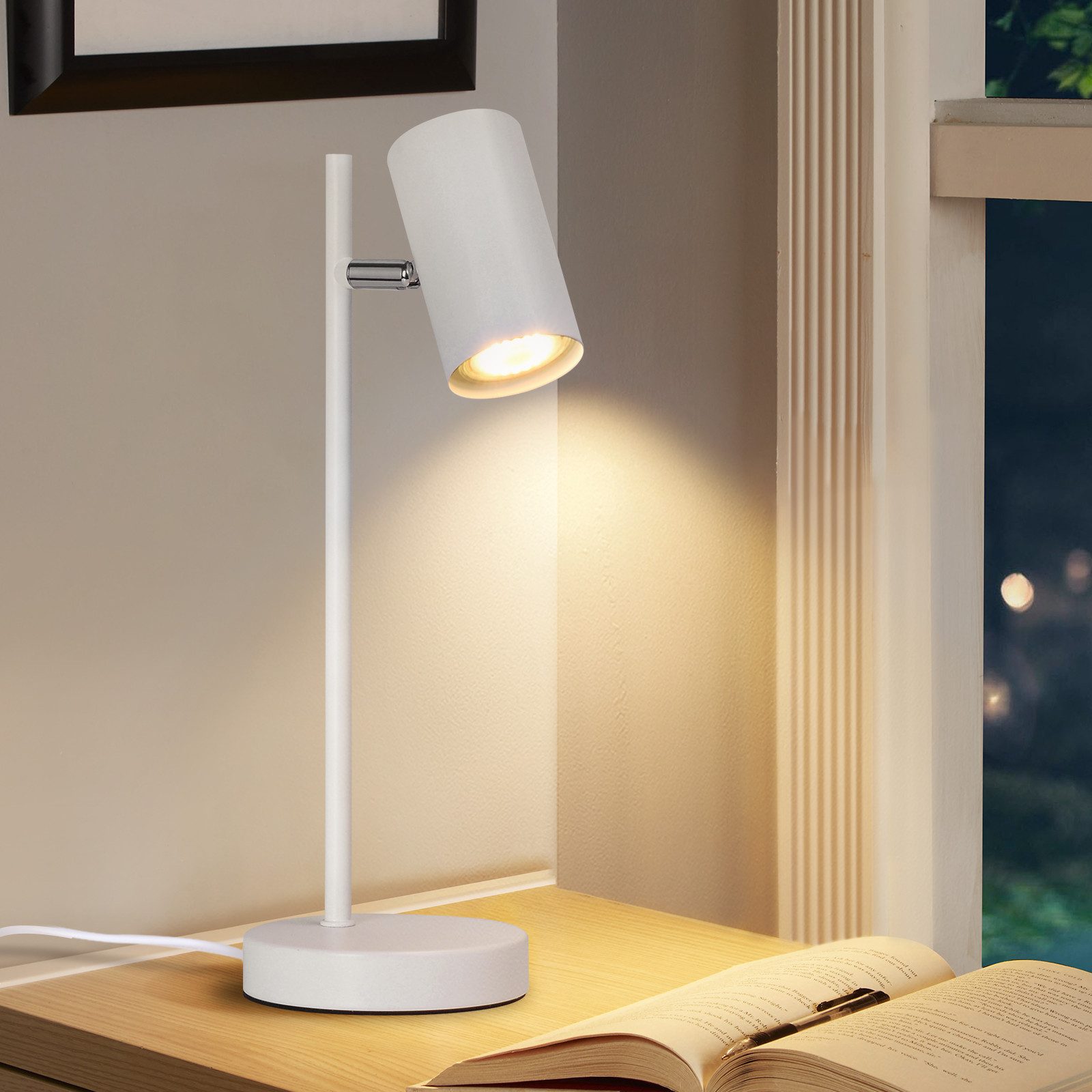 ZMH Lampe de table LED salon pivotante 350° GU10 lampe de table métal pour bureau - 9