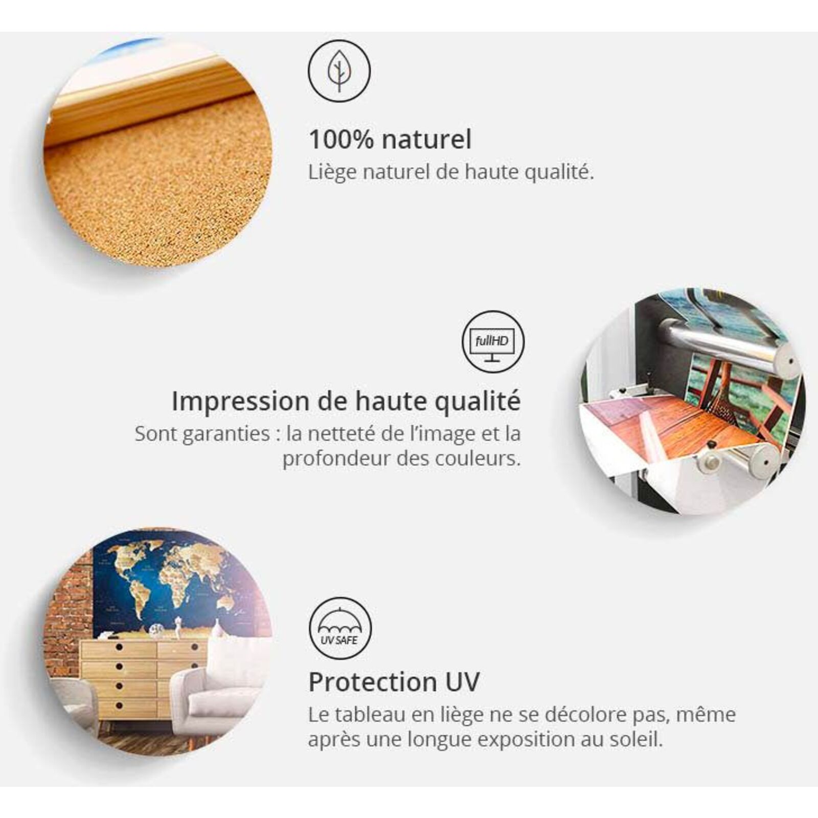 Tableau en liège portes sur le monde - 90 x 60 cm - 3