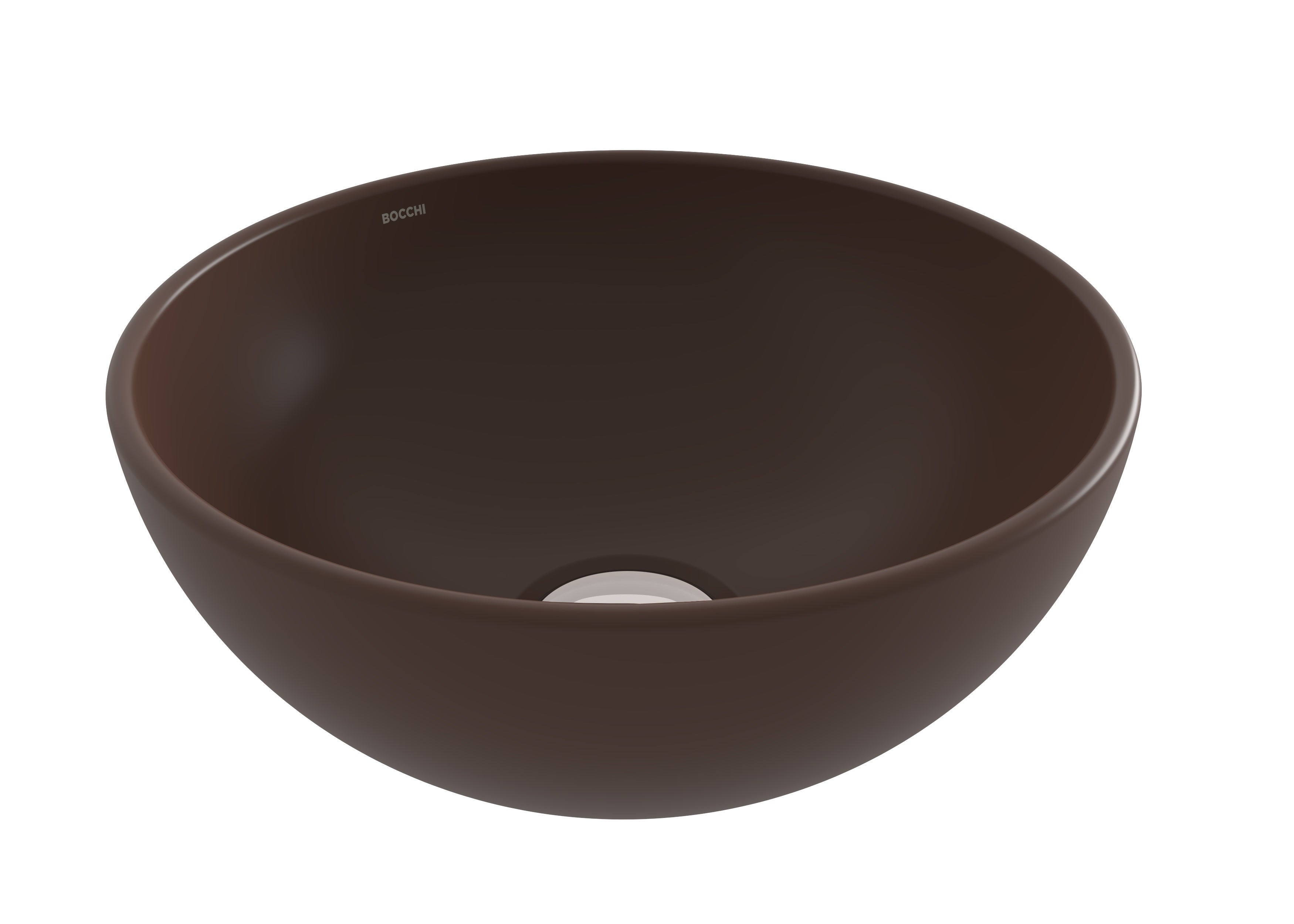 BOCCHI SOTTILE SLIM LINE Umywalka nablatowa okrągła 26cm Brązowa