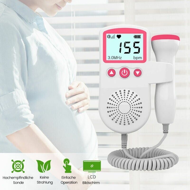 Moniteur de fréquence cardiaque Doppler fœtal pour bébé pour grossesse 50-230 BPM Plage de mesure 3 MHz Détecteur de fréquence - 2