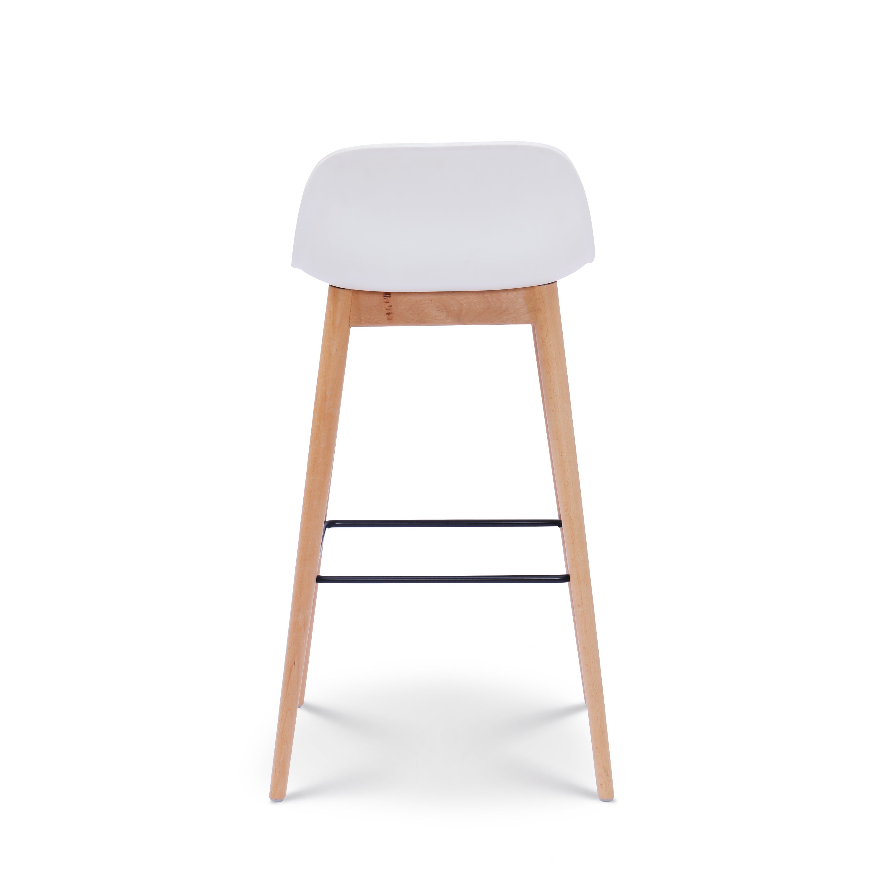 Set de 2 Taburetes de Barra Blancos de Estilo Escandinavo con Patas de Madera Natural - Altura 66 cm - 9