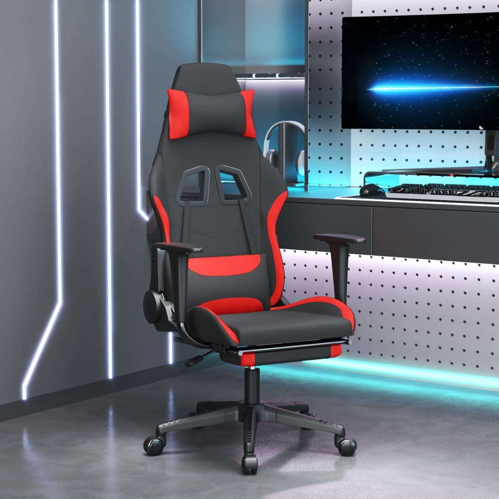 Silla gaming | silla de oficina | silla gamer ergonomica con reposapiés tela negro y rojo cfw716922