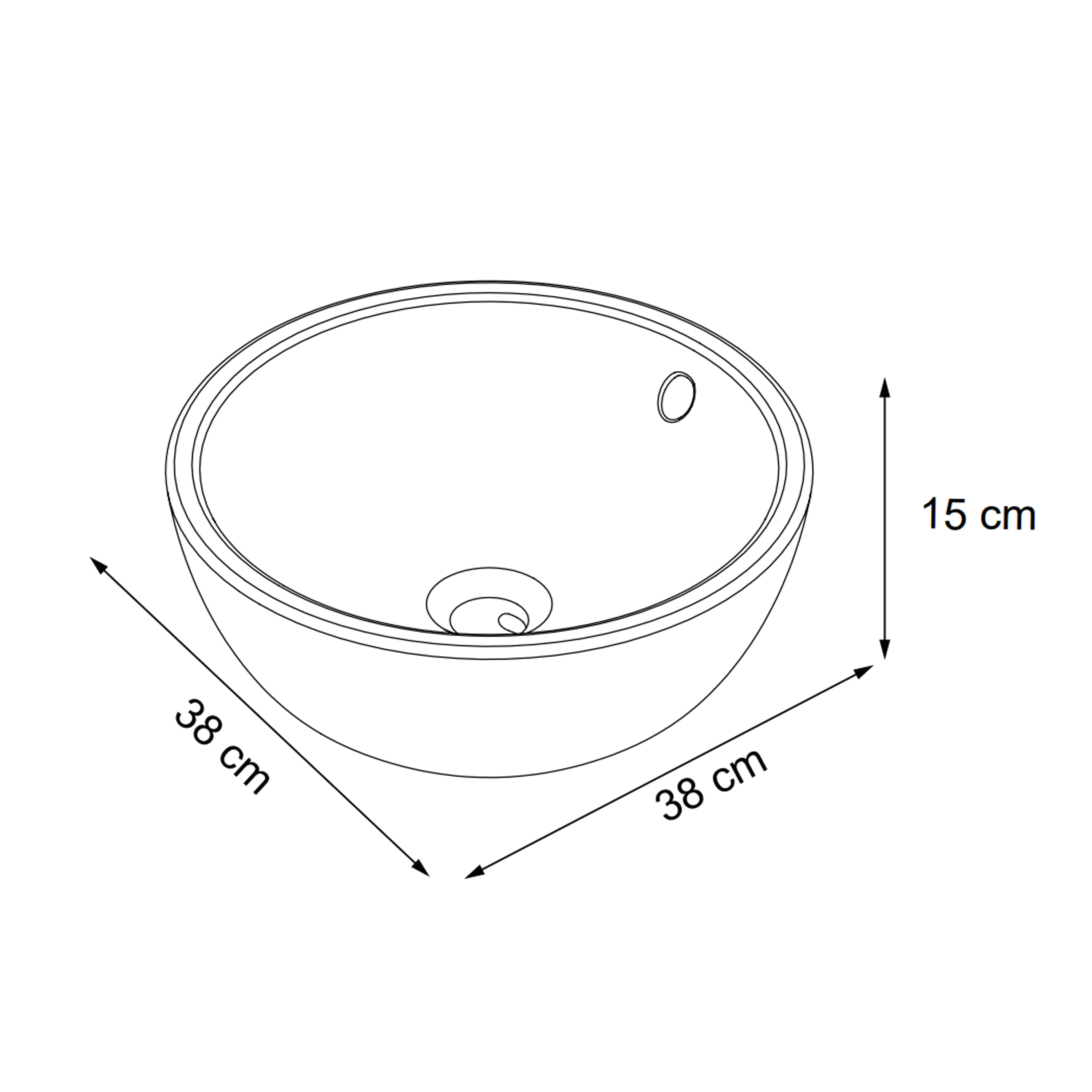 SENSEA - Lavabo da appoggio TONDO - Porcellana - Ø 38 cm - Bianco lucido - Piletta non inclusa - Lavabo - 6