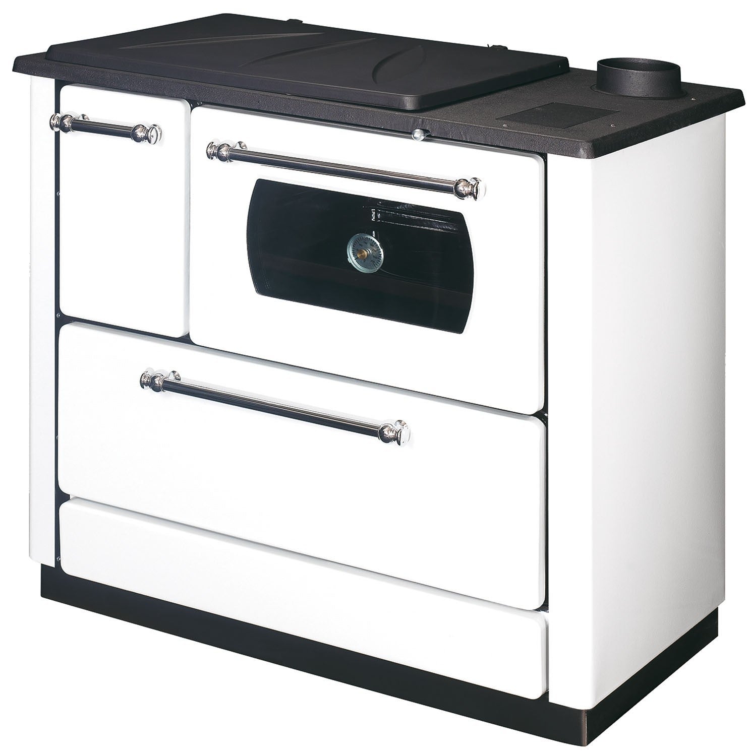 Stufa cucina riscaldamento a legna con forno struttura in acciaio 9,06 kW Popular - Beige - 6
