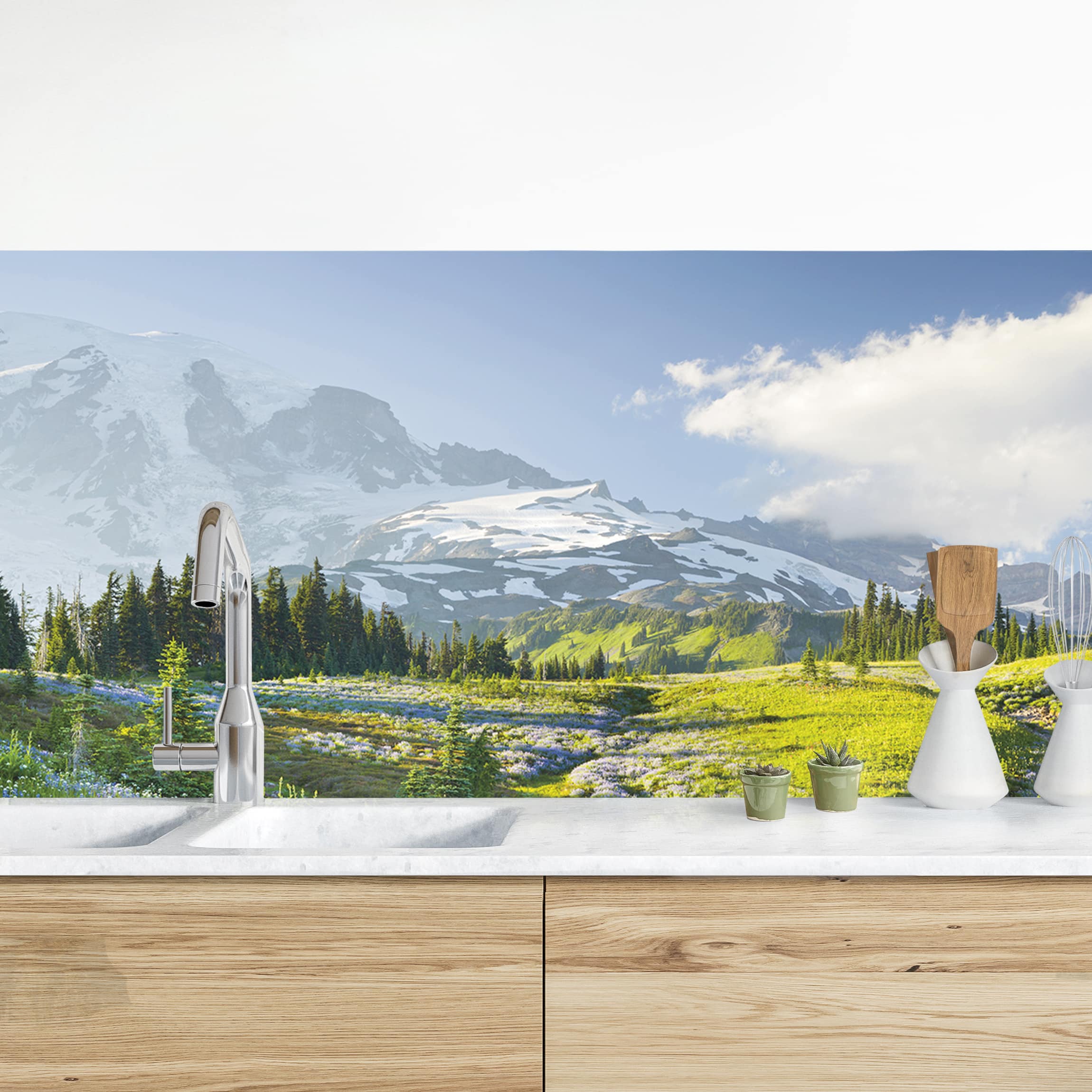 Crédence De Cuisine En Verre 125x50 Cm - Motif Paysage Sentier Herbe Mer, Marque Tulup, Neuf