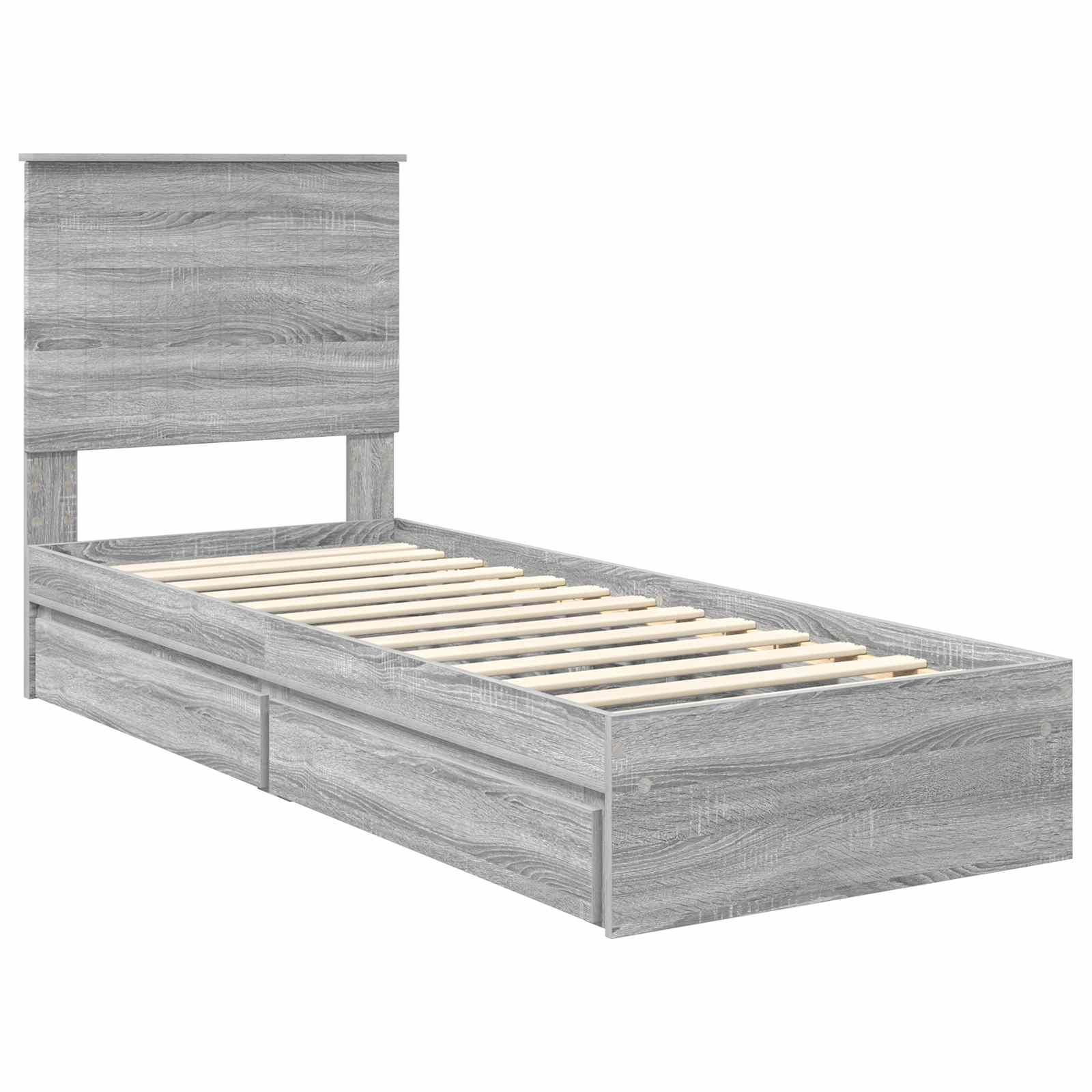 Lit de rangement gris 75 x 190 cm en panneau de bois - 4