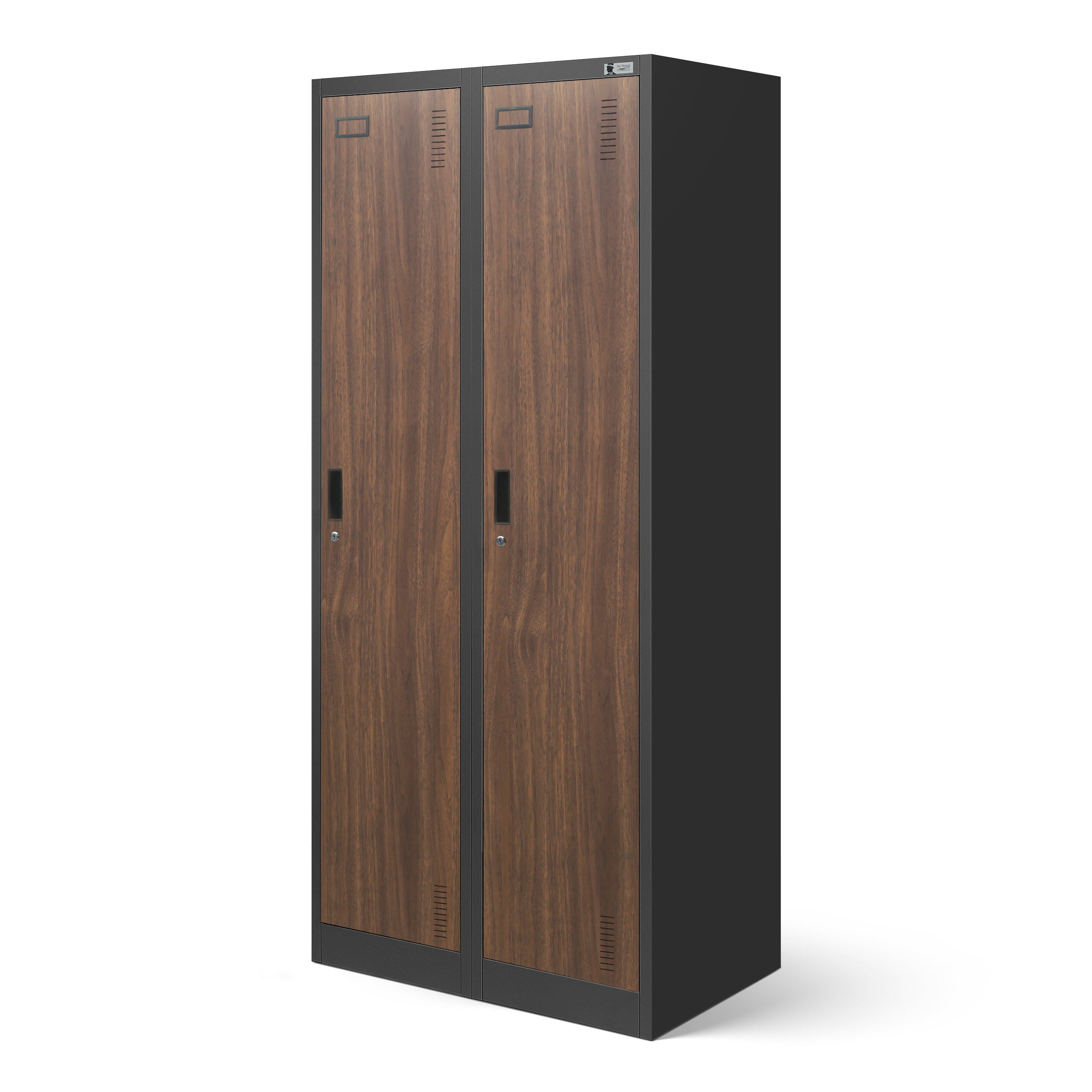 Metalowa szafka BHP z 2 komorami 180x80x50 cm antracyt z dekorem drewna