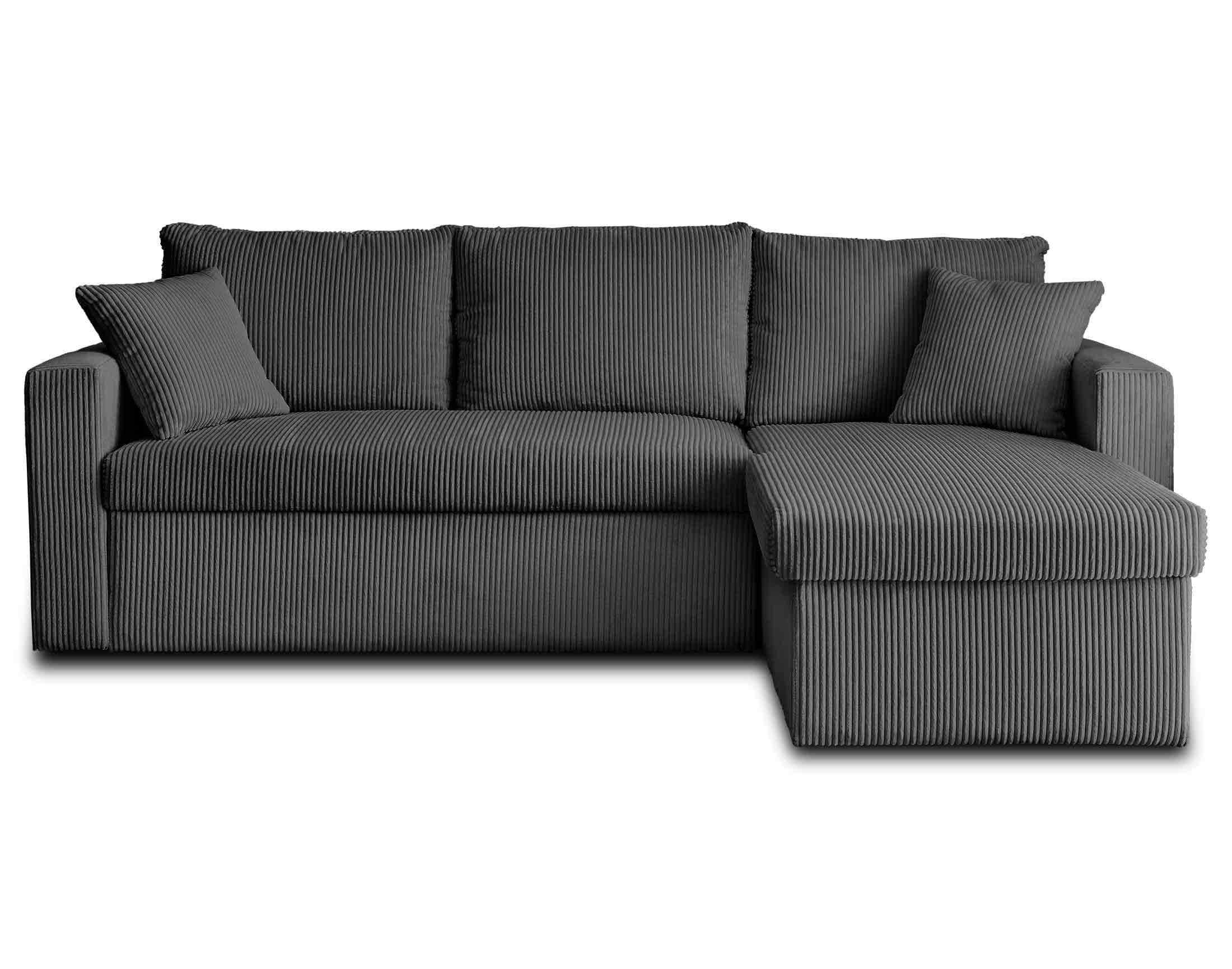 Canapé d'angle convertible 4 places en velours côtelé gris foncé - CYRUS - Best Mobilier - 6