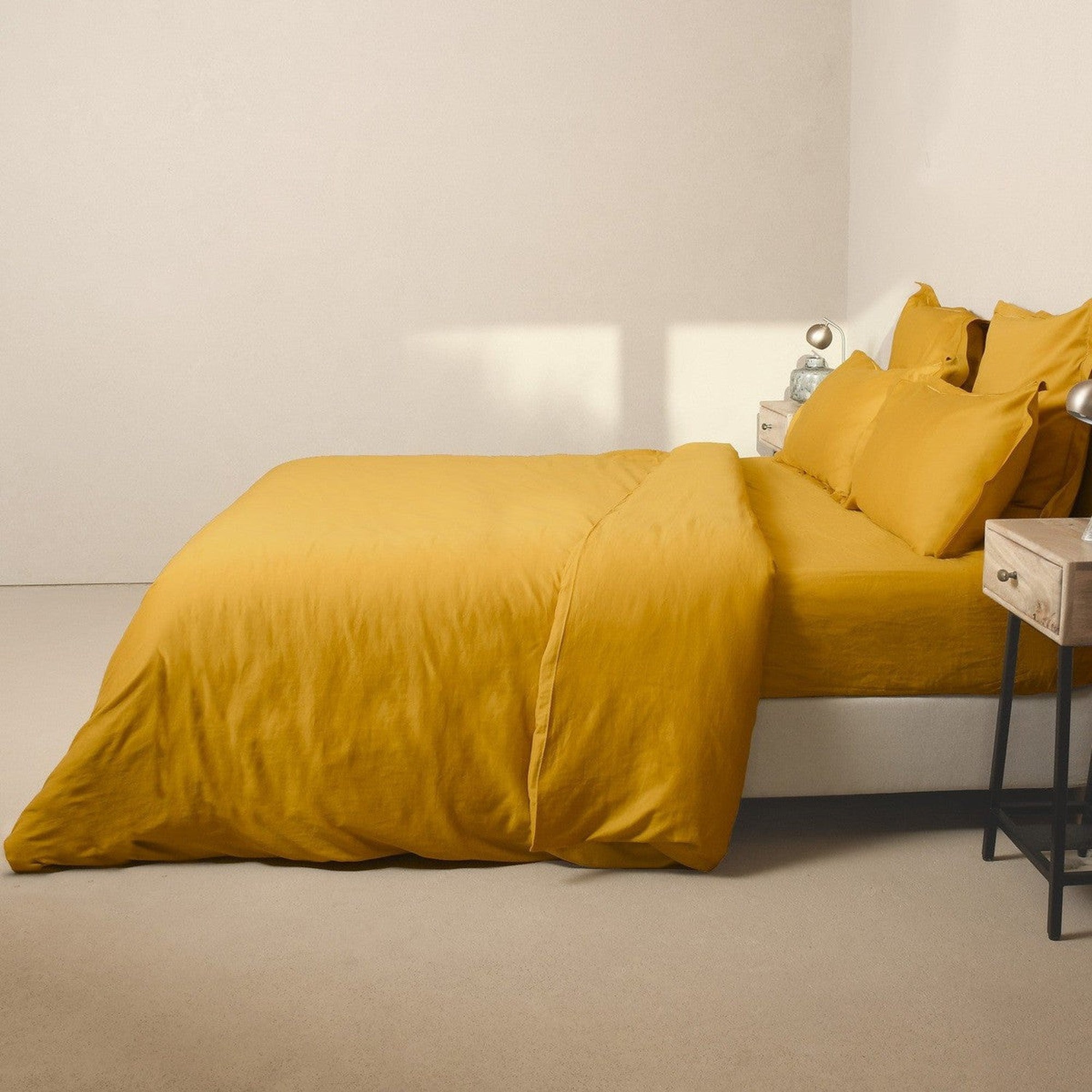 Housse de couette 200x200 satin de coton jaune moutarde - 3