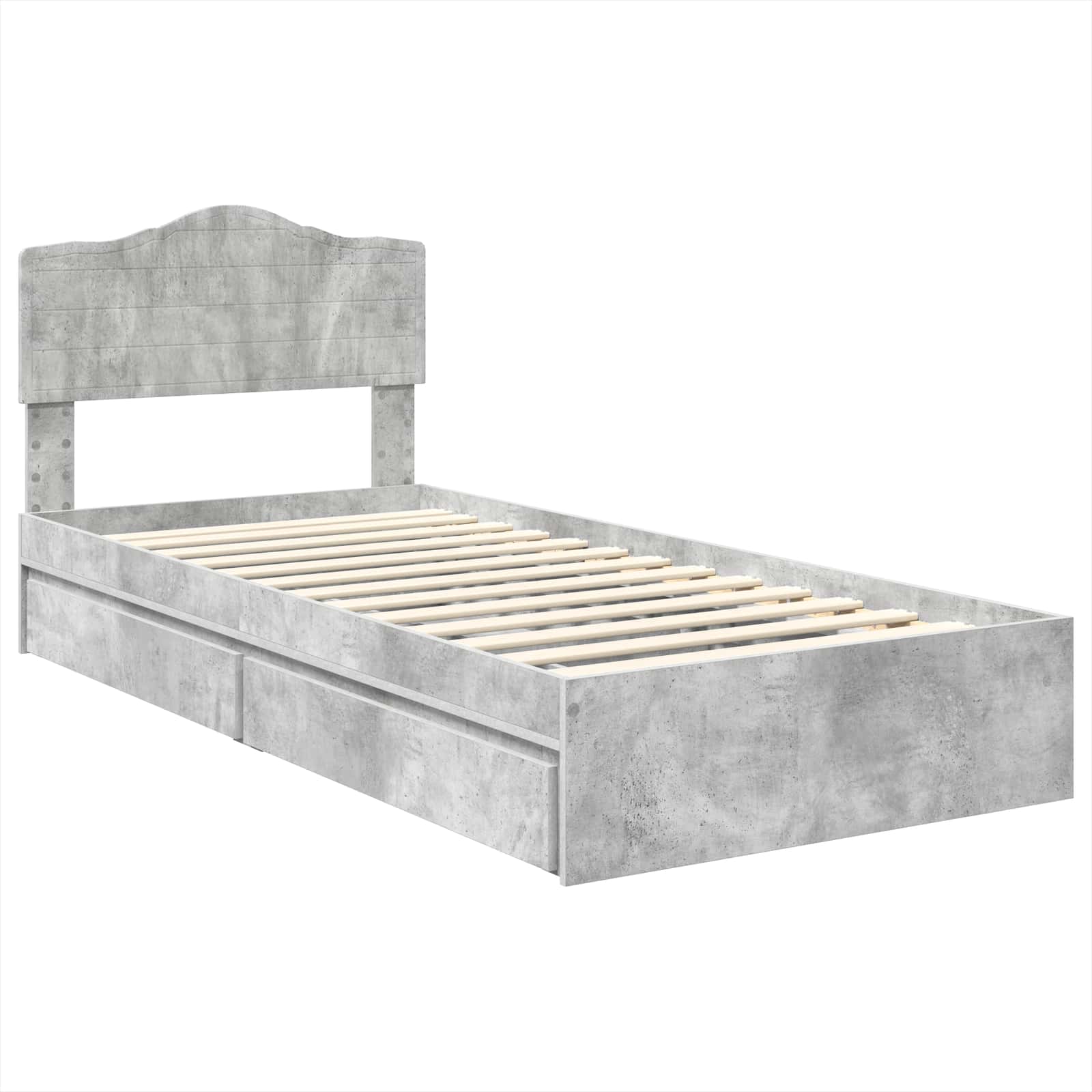 Lit de rangement Gris béton 90 x 190 cm panneau de bois - 4