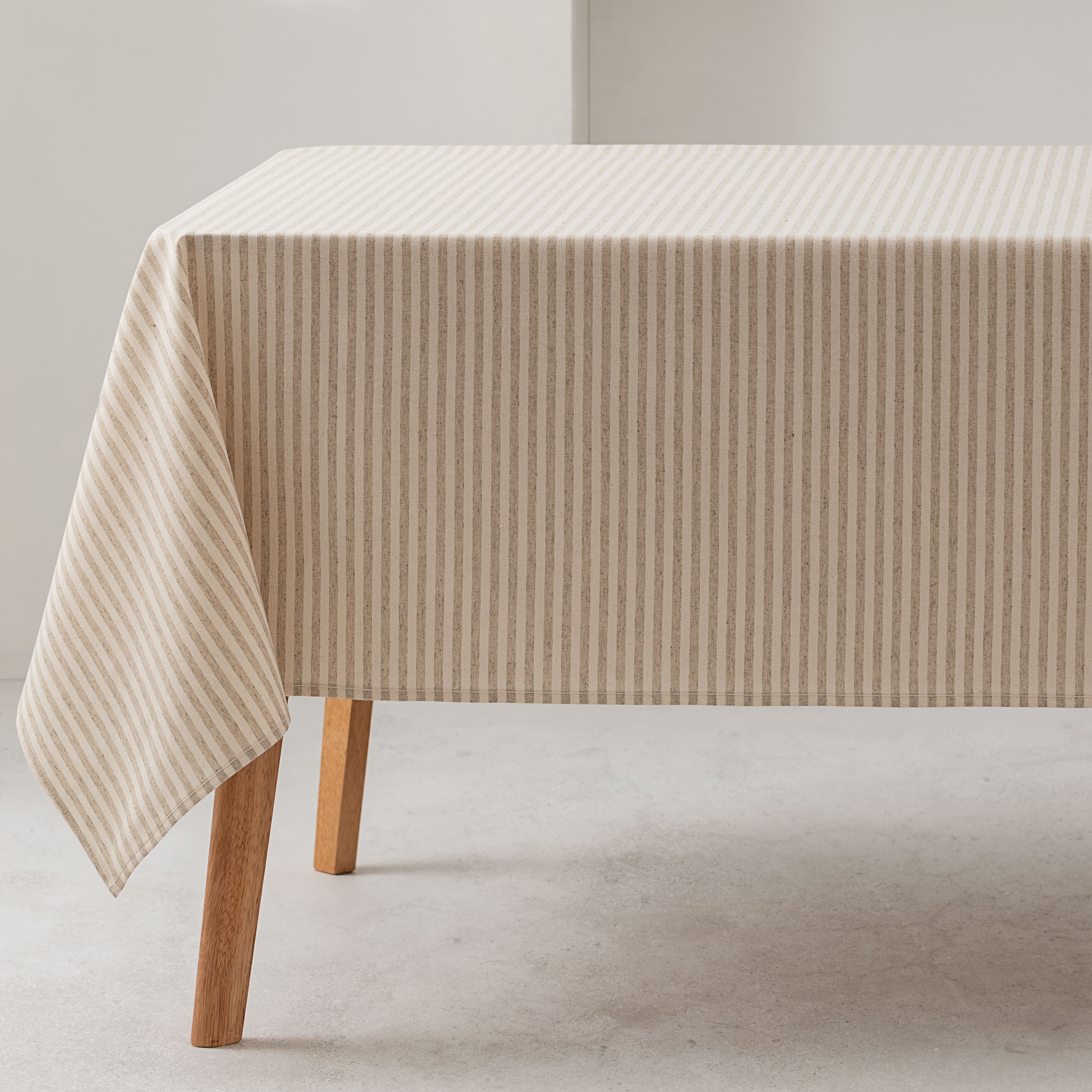 Mantel antimanchas cuadrado rayas finas lino impermeable tacto tela 100% algodón interior y exterior 140x140 cm
