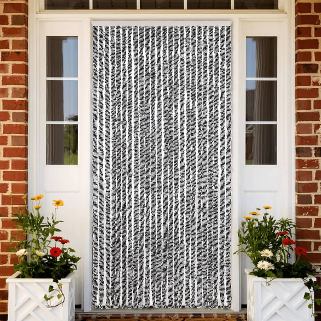 Cortina antimoscas chenilla gris negro y 100x200 cm