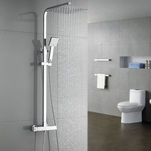 Auralum max Colonnes de Douche Thermostatiques, Colonnes de Douche avec Mitigeur Thermostatique en Inox - Ensemble de Douche Chrome - EU Modèle