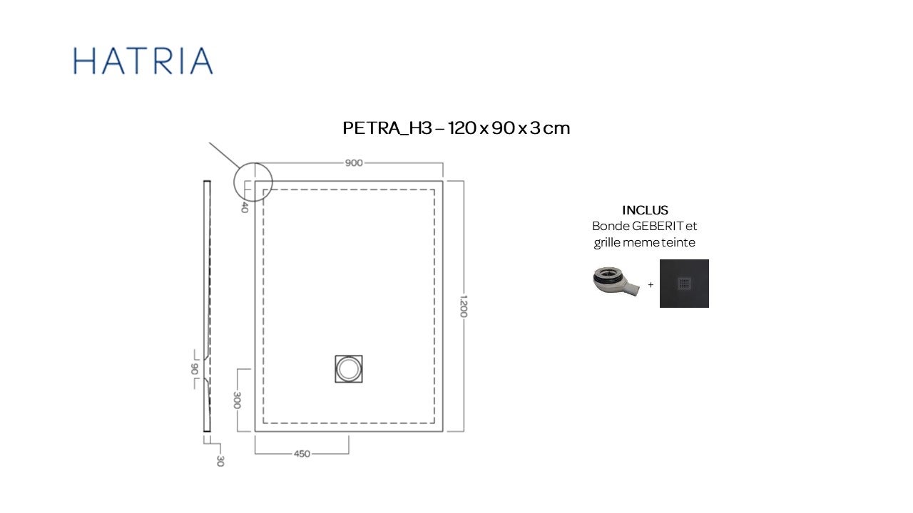 PETRA_H3 PONCÉ-EFFET LISSE 120X90 NOIR+BONDE EN MEME TEINTE - 2