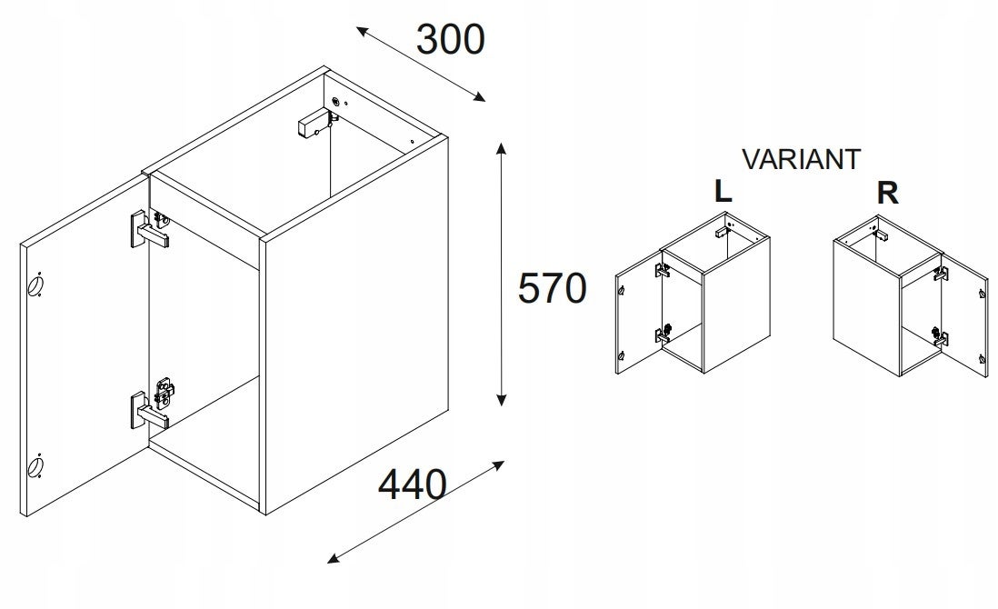 Szafka łazienkowa LUXOR 30 cm beżowa dąb olejowany front 3D MDF pod blat - 2