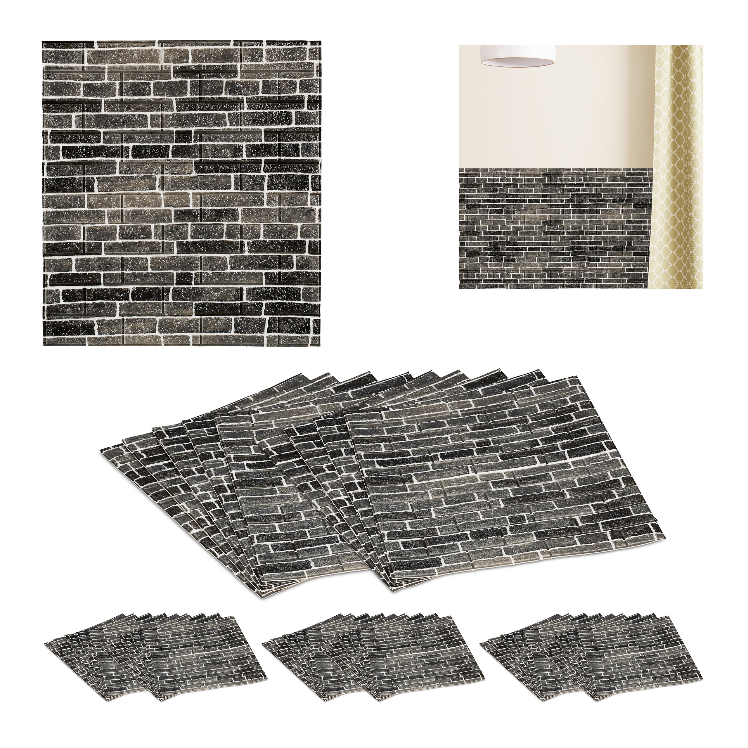 12 Pezzi Di Pannelli Fonoassorbenti In Mattoni Autoadesivi, 30x30 Cm Colore Arancione 92477091 - Foto 10