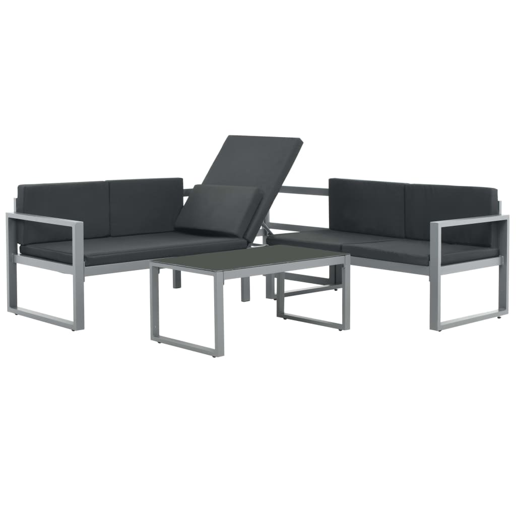 Maison Exclusive - Set Divani da Giardino 3 pz con Cuscini in Alluminio Nero - 7