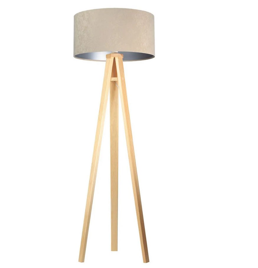 Lampa stojąca HOME 50 beżowa/srebrna/sosna