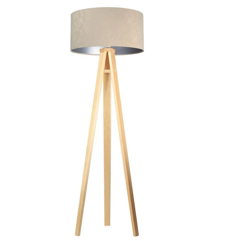 Lampa stojąca HOME 50 beżowa/srebrna/sosna