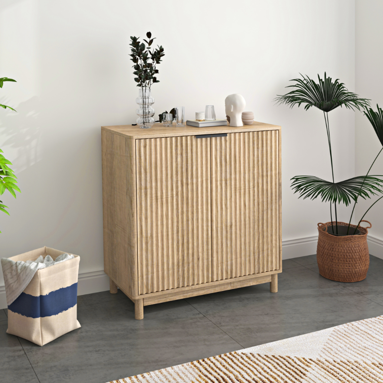 SCANDI Aparador de madera con 2 puertas y 2 nichos - 5