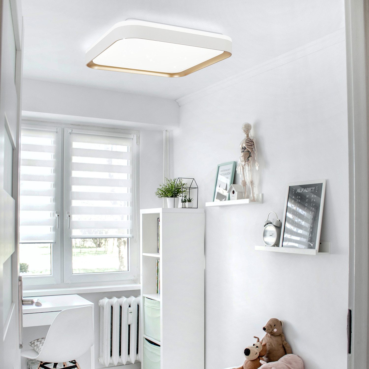 NETTLIFE Lámpara de Techo LED Lámpara de Dormitorio Regulable con Control Remoto 30 cm Lámpara de Moderna Lámpara de Cuadrada de 32 W Blanco - 7