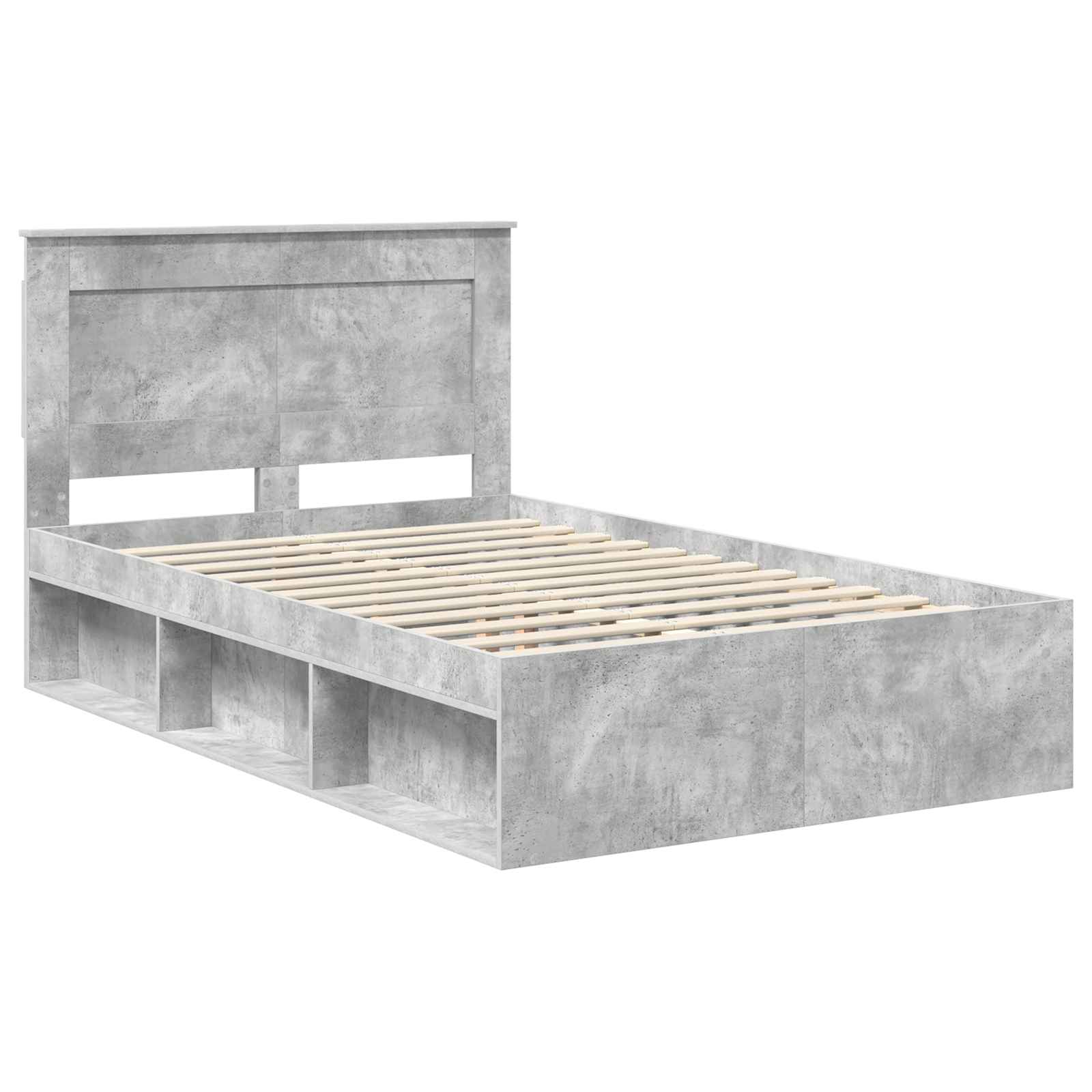Cadre de lit avec tiroir Gris Béton 135 x 190 cm Pin massif - 4