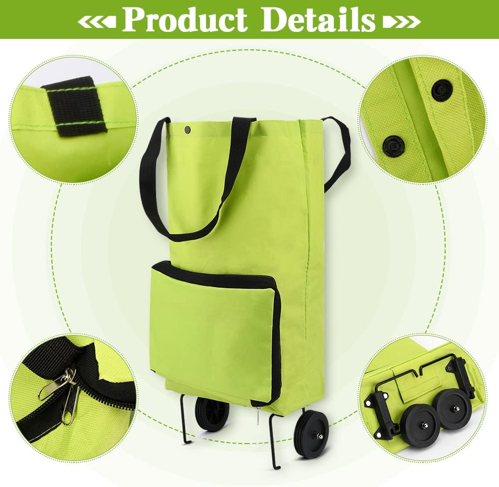 Sac de Courses Pliable à roulettes, Chariot de Courses Pliable