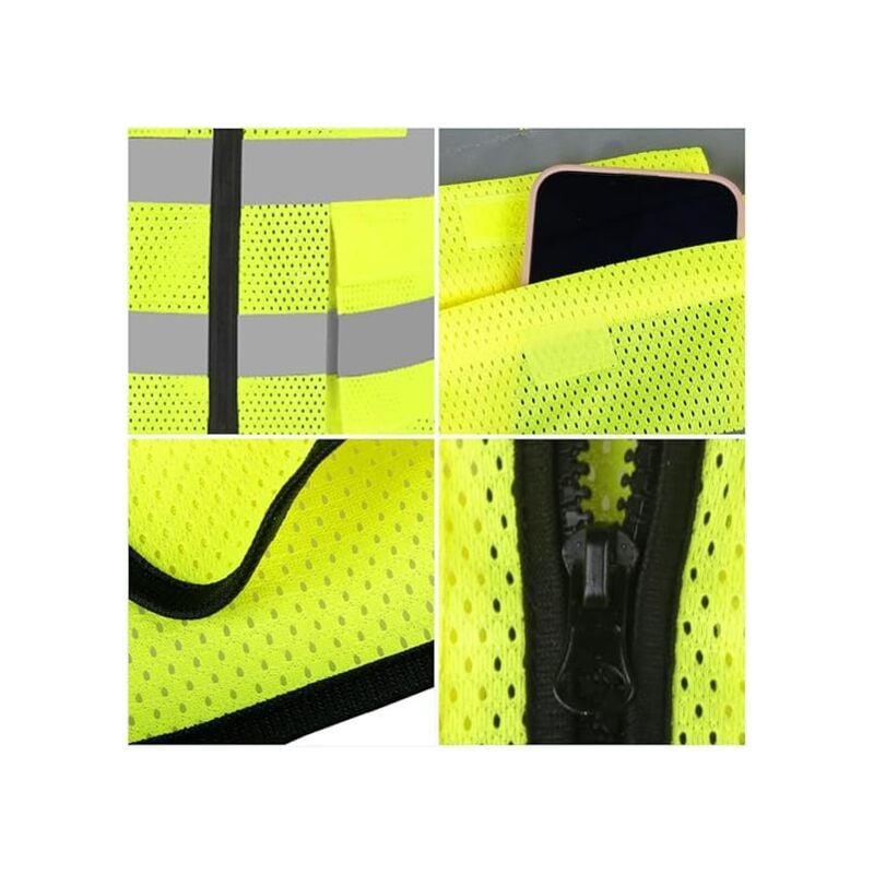 Gilet De Sécurité Réfléchissant Haute Visibilité Vêtements Travail Directeur Exécutif Gilet Veste Zip Brace Sécurité - 4