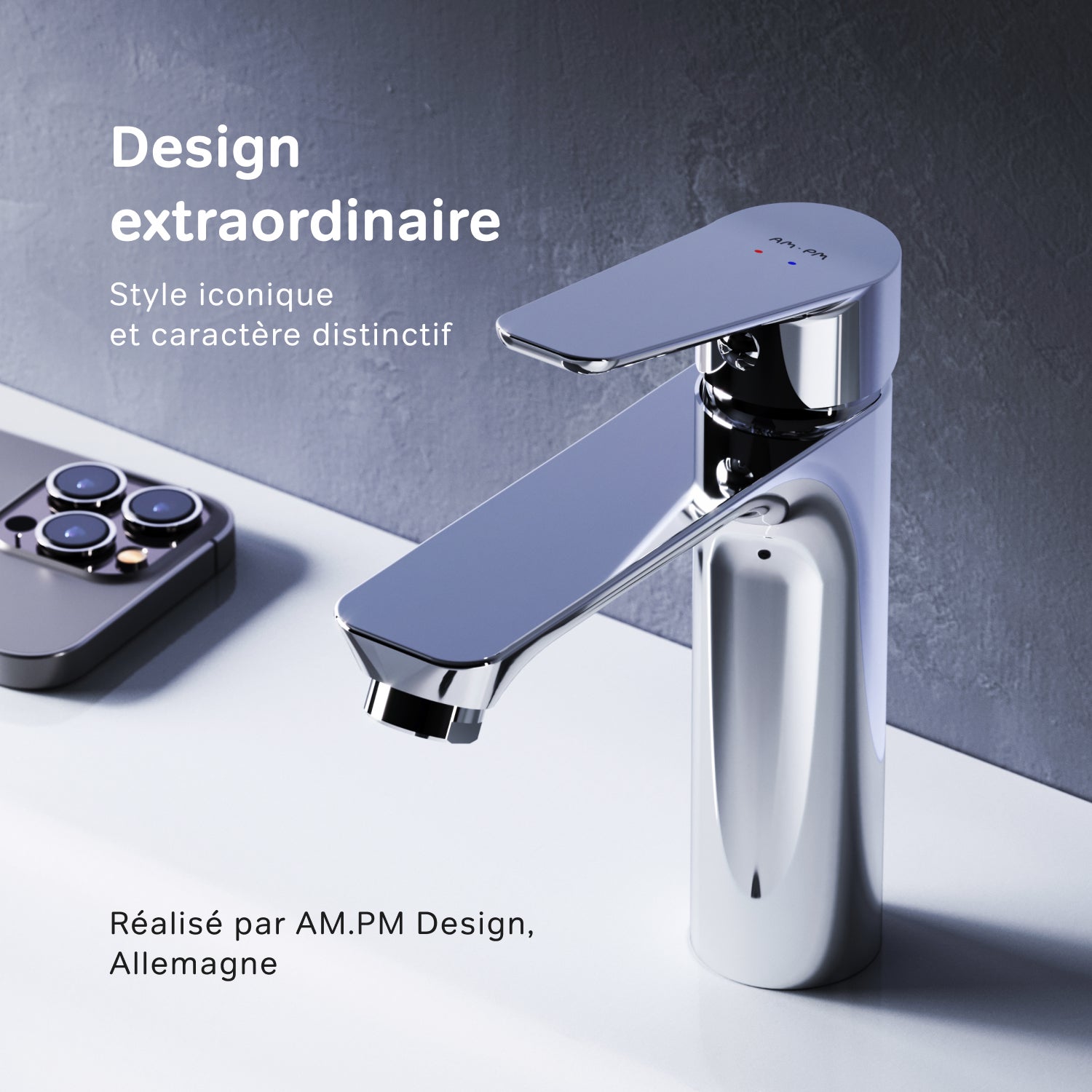 Mitigeur de lavabo, Robinet de Lavabo avec bonde clic clac, Robinet de lave-mains, Chromé, taille S, FTA82100 AM.PM - 2