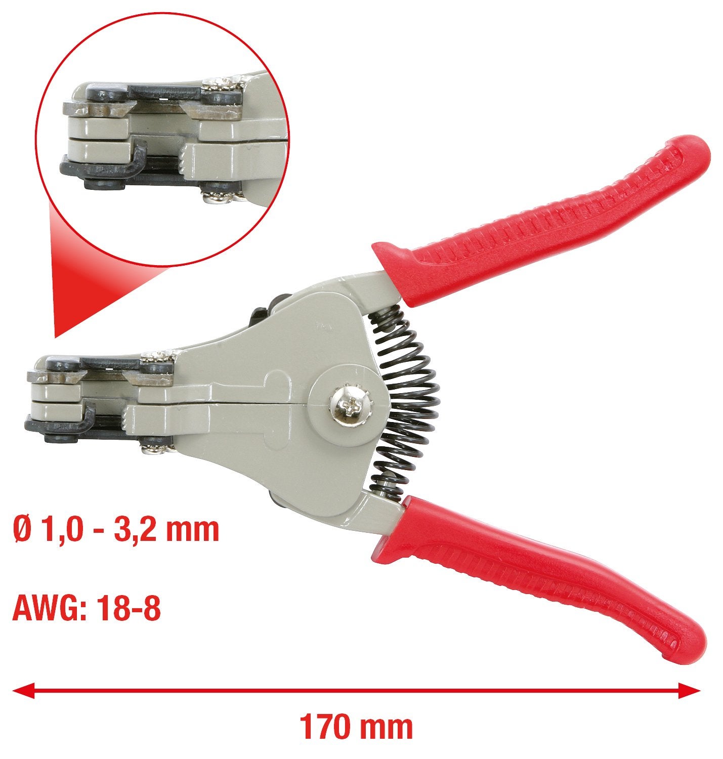KS TOOLS 115.1029 Pince à dénuder automatique latérale, 170 mm - 1 - 3,2 mm - 9