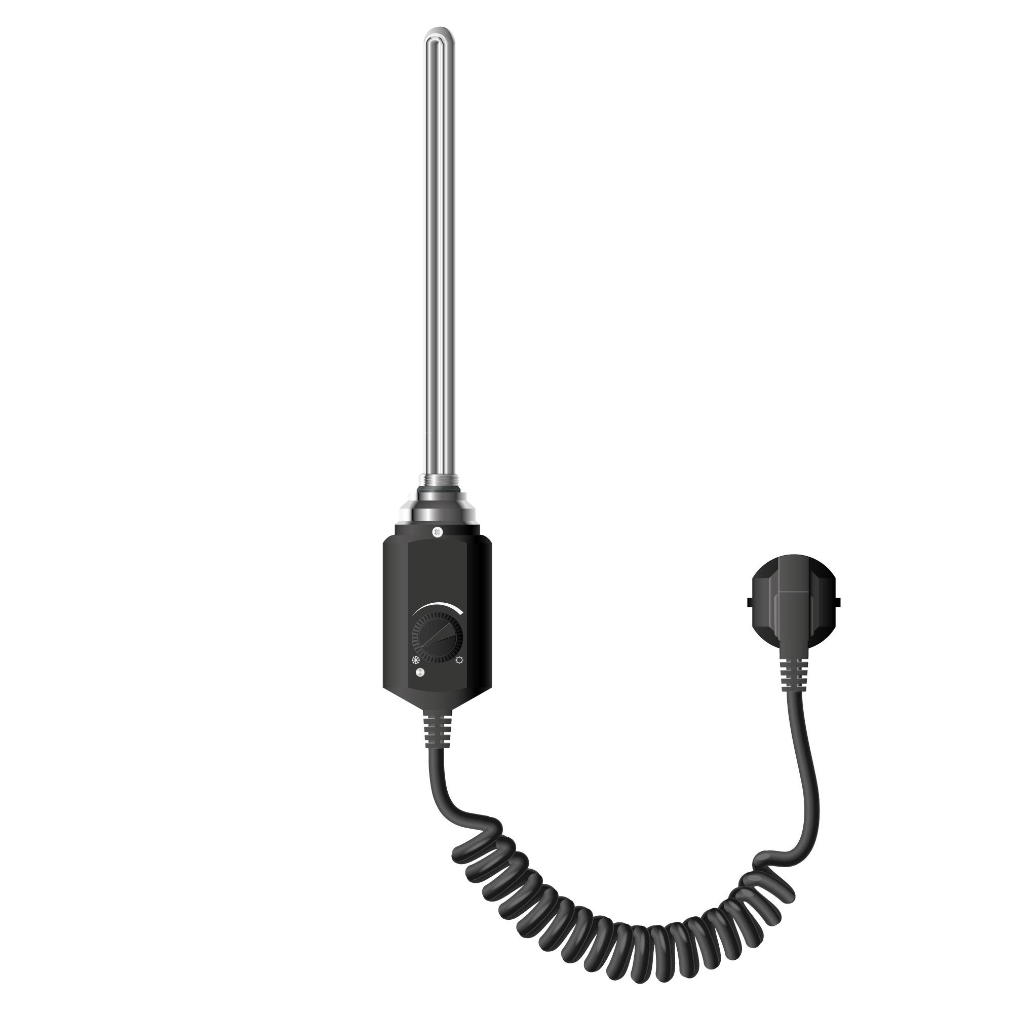 LuxeBath 300W element grzejny w czarnym kolorze do grzejników lazienkowych z wbudowanym termostatem oraz elektronicznym regulatorem temperatury