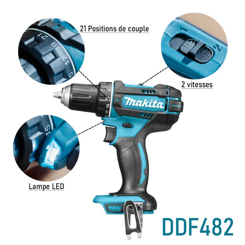 Perceuse visseuse 18V LXT (machine seule) - Makita DDF482Z - 2