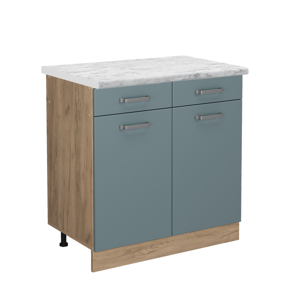 Vicco Szafka dolna do kuchni R-Line, Niebiesko-szary, 80 cm BR Marmur