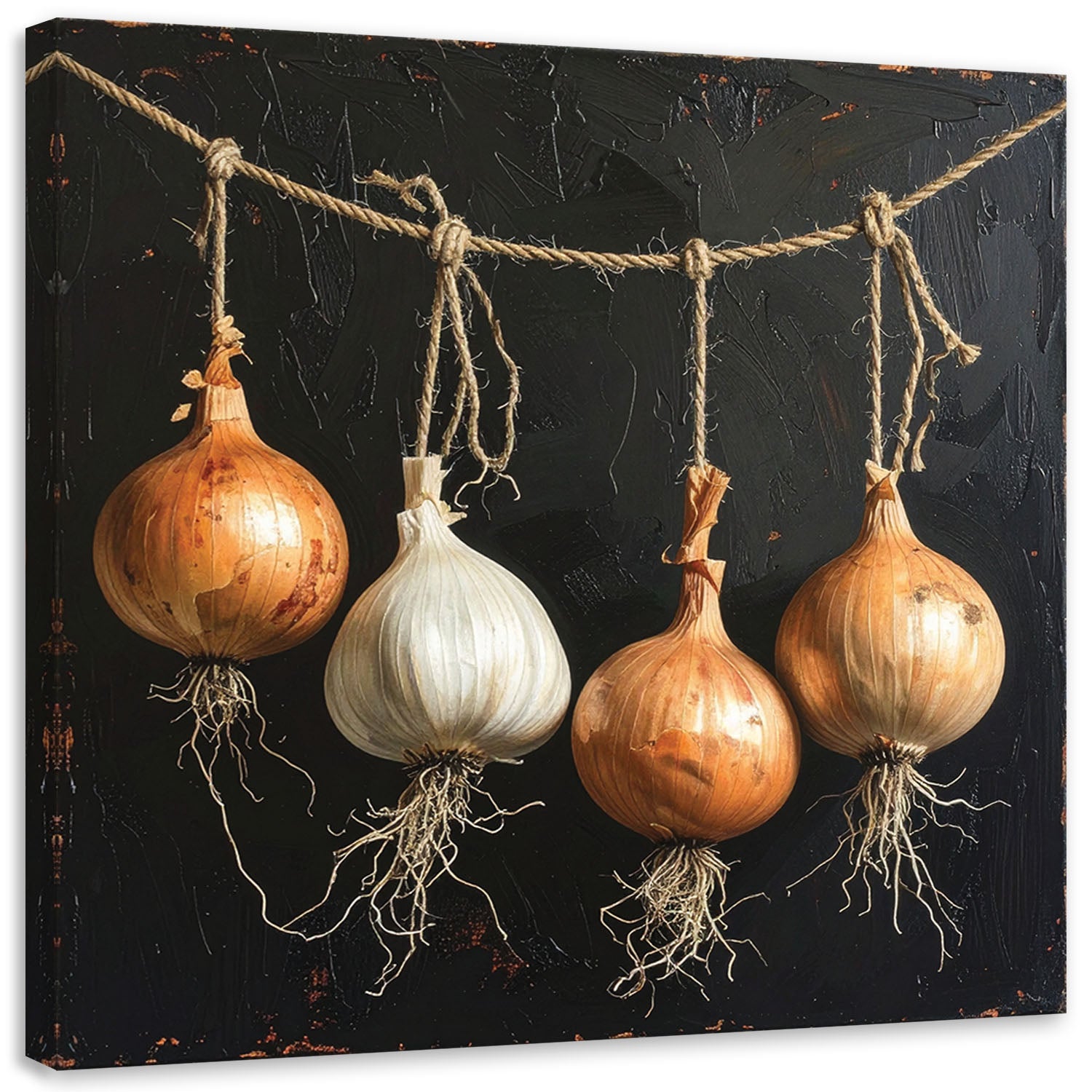 Obraz do kuchni restauracji baru jadalni, Wisząca cebula warzywa 40x40