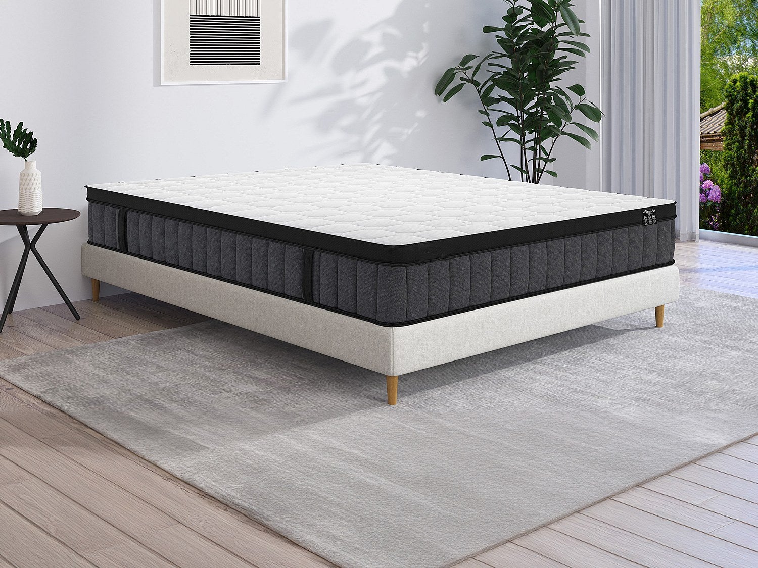 Materac hybrydowy 140 x 190 cm o grub. 25 cm z 7-strefowymi sprężynami kieszeniowymi i żelową poduszką z pamięcią kształtu - TOLCA marki YSMÉE