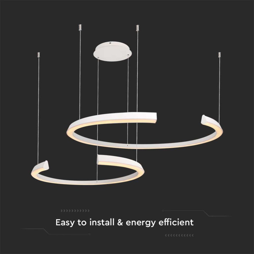 Żyrandol wiszący LED z 2 półksiężycami 48 W, metalowy, kolor biały, 110*80*120 cm, 4000 K, ściemnialny triakiem - 5