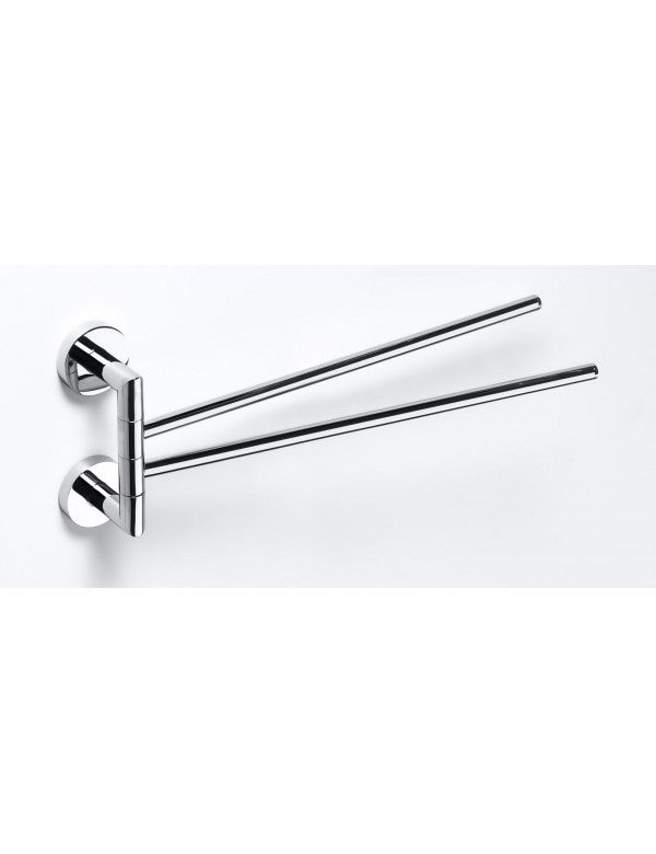 Smooz - Porte-Serviettes Double - Design Classique Avec 2 Barres Pivotants En Métal Chromées